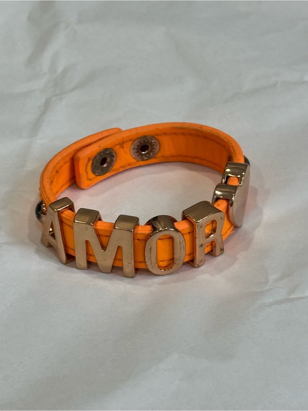 2000s / Y2K BCBGeneration Orange 'AMOR' Letter Bracelet